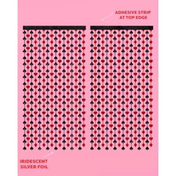 xo, Fetti Party Decorations Red and Black Casino Curtain - Set of 2 | Card Game Bachelorette Supplies, Vegas Birthday Photo Booth, Poker Party Backdrop