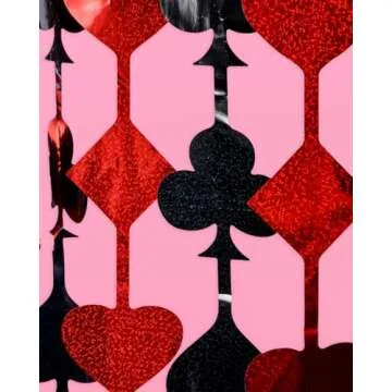 xo, Fetti Party Decorations Red and Black Casino Curtain - Set of 2 | Card Game Bachelorette Supplies, Vegas Birthday Photo Booth, Poker Party Backdrop