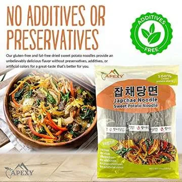 APEXY Sweet Potato Glass Noodles, Japchae Noodles, Korean Vermicelli Pasta, Fat-free and Gluten-free, 100% Sweet Potato Starch, No Additive, No Alum inside, 24oz (680g)