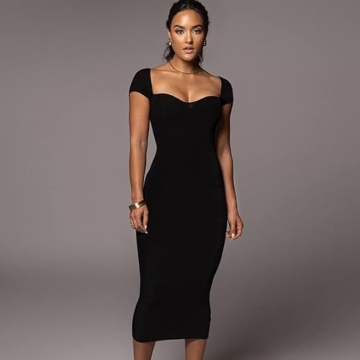 Stylish Off Shoulder Bodycon Midi Dress for Women