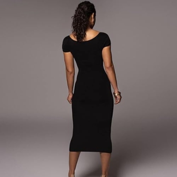Stylish Off Shoulder Bodycon Midi Dress for Women