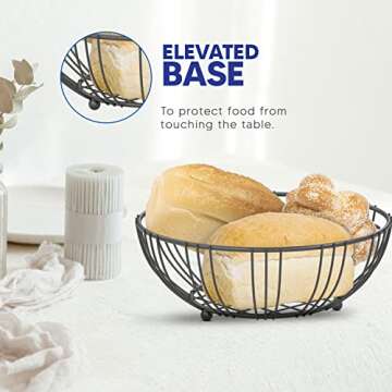 RICCLE Fruit Basket For Kitchen Counter - Fruit Basket With Banana Hanger - Double Layer Metal Wire Fruit Bowl For Kitchen Countertop - Fruit Holder For Produce, Vegetables, Kitchen