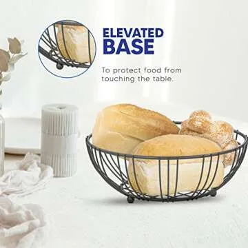 RICCLE Fruit Basket For Kitchen Counter - Fruit Basket With Banana Hanger - Double Layer Metal Wire Fruit Bowl For Kitchen Countertop - Fruit Holder For Produce, Vegetables, Kitchen