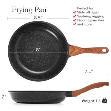 ESLITE LIFE Nonstick Ceramic Frying Pan Skillet, Non-Toxic Egg Omelette Kitchen Cooking Pans Compati...