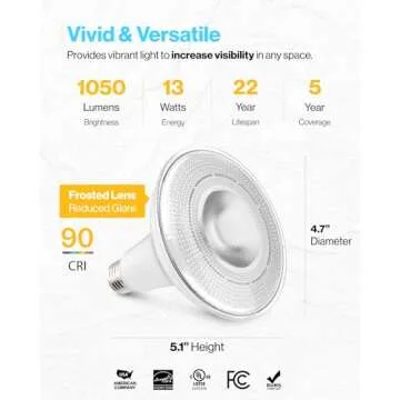 Sunco Dimmable LED PAR38 Bulbs - Waterproof, 6 Pack