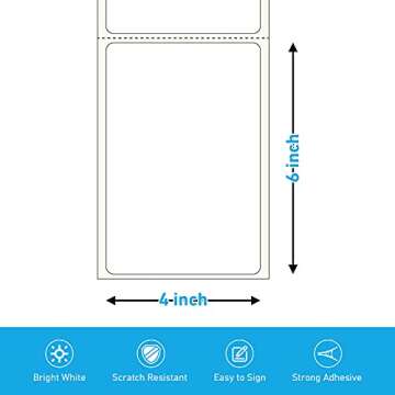 Rongta Fanfold Direct Thermal Label, Shipping Label 4x6, Permanent Adhesive, Clear Printing, Commercial Grade (500pcs 4x6 Label)