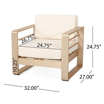 Cheney Bay Outdoor Aluminum Club Chairs Set of 2 Gold White