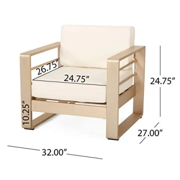 Cheney Bay Outdoor Aluminum Club Chairs Set of 2 Gold White