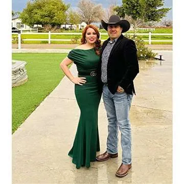 DinyIn Green Formal Dresses for Women Elegant Off Shoulder Evening Party Gowns Sexy Bodycon Ruched Prom Wedding Guest Dress,523_1Green_X-Large