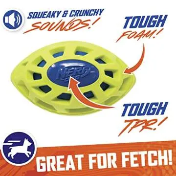Nerf Dog Crunch Football - 6in Durable Squeaky Toy