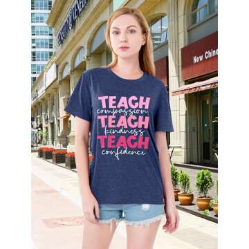 SFHFY Teacher Shirt Womens Wildflowers Letter Teacher Plant Shirts Shirts Flowers Graphic Short Sleeve Tee