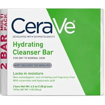 CeraVe Hydrating Cleanser Bar for Face and Body - 5% Moisturizing Cream, Fragrance-Free, 2-Pack, 4.5...