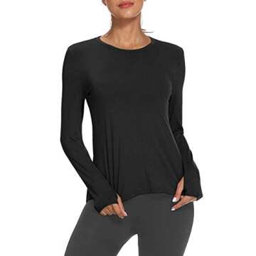 Mippo Long Sleeve Yoga Tops for Women Open Back Workout Shirts Gym Tops Running Athletic Shirts Work...