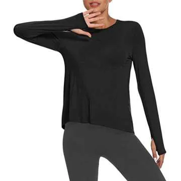Mippo Long Sleeve Open Back Workout Yoga Tops for Women