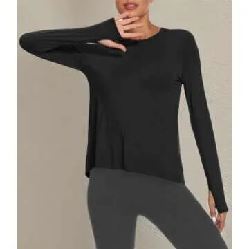 Mippo Long Sleeve Open Back Workout Yoga Tops for Women