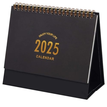 2024-2025 Small Desk Calendar - Black Flip Desktop Calendar with Metal Binding