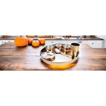 Traditional Indian Dinnerware Set - 13 Inch Thali & Bowls