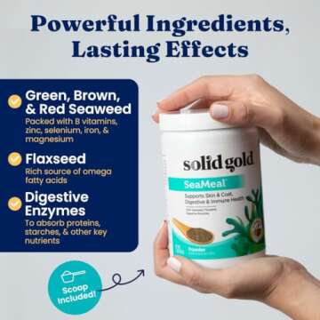 Solid Gold Dog & Cat Vitamin Supplements - Kelp Powder, Omega 3, Vitamins, Digestive Enzymes, Immune Support - 1 LB