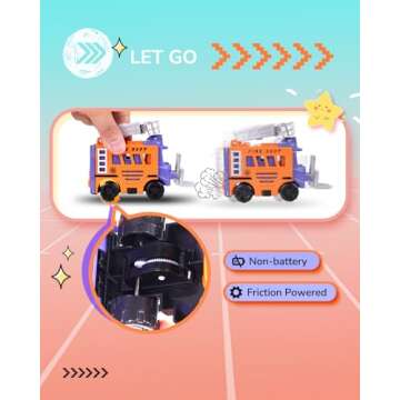 Kimiangel Toy Trucks for Kids 3-5, 4 Pack Pull Back Toy Cars, 2 in 1 Transformer Playmobiles for Children Boy Party Favors, Kids Birthday Gift