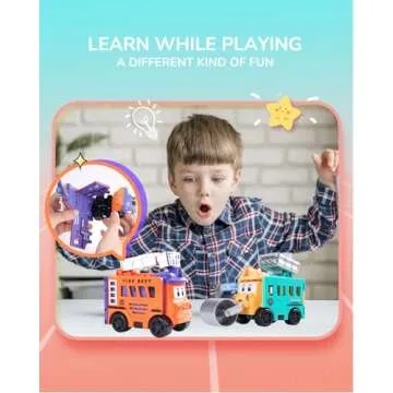 Kimiangel Toy Trucks for Kids 3-5, 4 Pack Pull Back Toy Cars, 2 in 1 Transformer Playmobiles for Children Boy Party Favors, Kids Birthday Gift