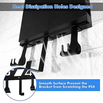 Durable Wall Mount for PS4 with Controller and Headset Storage