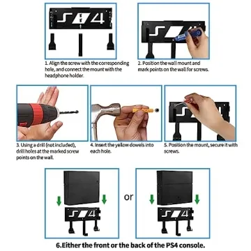 Durable Wall Mount for PS4 with Controller and Headset Storage