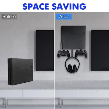 Durable Wall Mount for PS4 with Controller and Headset Storage