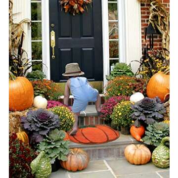 Halloween Bathroom Rug for Orange Fall Pumpkin Shape Cartoon Cute Bath Mat Plush Water Absorbent Bathtub Bathroom Doormats Non-Slip Washable Toilet Rug