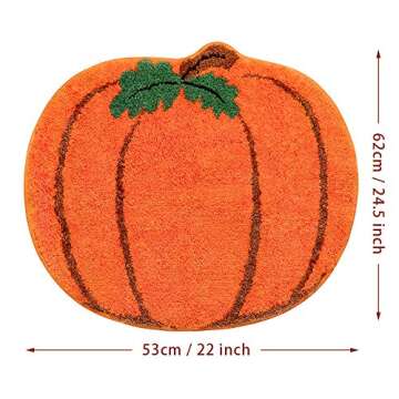 Halloween Bathroom Rug for Orange Fall Pumpkin Shape Cartoon Cute Bath Mat Plush Water Absorbent Bathtub Bathroom Doormats Non-Slip Washable Toilet Rug