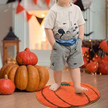 Halloween Bathroom Rug for Orange Fall Pumpkin Shape Cartoon Cute Bath Mat Plush Water Absorbent Bathtub Bathroom Doormats Non-Slip Washable Toilet Rug
