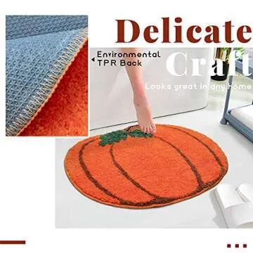 Cute Orange Pumpkin Bathroom Rug - Soft and Non-Slip