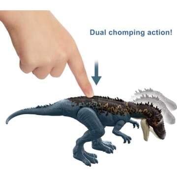 Mattel Jurassic World Mega Destroyers Dinosaur Action Figure, Carcharodontosaurus Blue Dino Toy with...