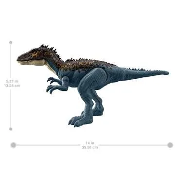 Mattel Jurassic World Mega Destroyers Dinosaur Action Figure, Carcharodontosaurus Blue Dino Toy with Attack Motion & Breakaway Accessory