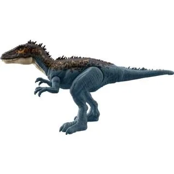 Mattel Jurassic World Mega Destroyers Dinosaur Action Figure, Carcharodontosaurus Blue Dino Toy with Attack Motion & Breakaway Accessory