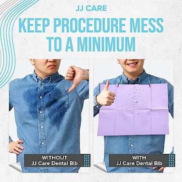 JJ CARE Dental Bibs [Pack of 125] - 13" x 18" Purple Dental Bibs, 3 Ply Waterproof Dentist Bibs, Dental Bibs Disposable for Eyelash Extension, Patient Bibs for Nail Art, Dental Napkins for Piercing