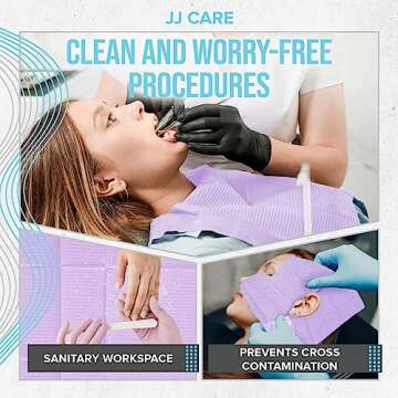 JJ CARE Dental Bibs [Pack of 125] - 13" x 18" Purple Dental Bibs, 3 Ply Waterproof Dentist Bibs, Dental Bibs Disposable for Eyelash Extension, Patient Bibs for Nail Art, Dental Napkins for Piercing