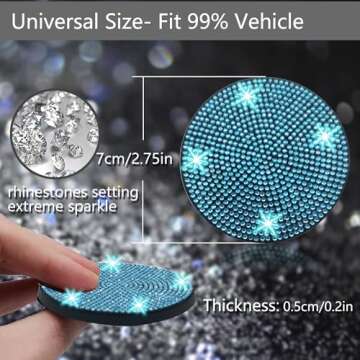 NBTEPEM 2pcs Bling Car Cup Holder Coaster - Stylish Rhinestone Coasters for Cars
