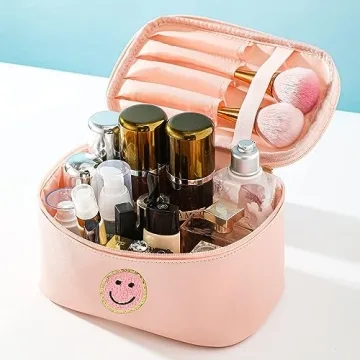 WALONER Cute Preppy Patch Makeup Bag Set - 2 Pack