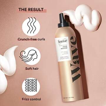Suave Simply Styled Lightweight Hair Mousse, Wave Mousse Locks in Moisture for Crunch Free Curls 7 oz