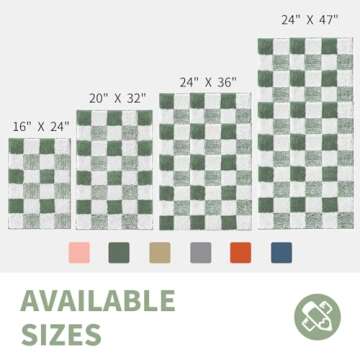 CozeCube Checkered Bath mats for Bathroom Non Slip, Fluffy Absorbent Microfiber Bath mat Washable, A...