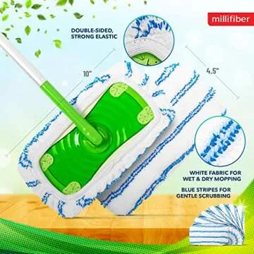 Millifiber Microfiber Mop Pads for Swiffer Sweeper (4-Pack)