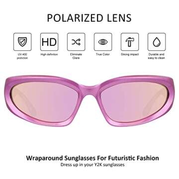 mosanana Y2k Wrap Around Polarized Sunglasses for Women Men Trendy Swift Oval Futuristic Sun Glassess Retro 2000s Cyber Aesthetic Sport Shades MS52345