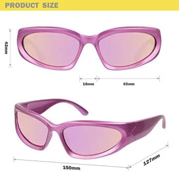 mosanana Y2k Wrap Around Polarized Sunglasses for Women Men Trendy Swift Oval Futuristic Sun Glassess Retro 2000s Cyber Aesthetic Sport Shades MS52345