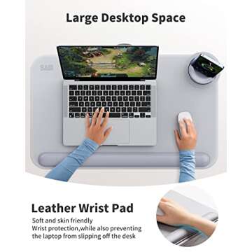 SAIJI Laptop Lap Desk for Bed—Fits Up to 17" Laptop & MacBook,Lightweight Tray Table with Soft Lea...
