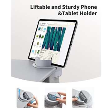 SAIJI Laptop Lap Desk for Bed—Fits Up to 17" Laptop & MacBook,Lightweight Tray Table with Soft Leather Wrist Pad,Sturdy Phone/Tablet Holder,Laptop Stand with Cushion for Home Office/Gaming On Couch