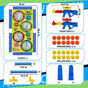 Cusocue Moving Shooting Games Toys for 5 6 7 8 9 10 11 12 Year Old Boys Girls, Kids Gun Toy Birthday with 2 Blaster Guns, 24 Foam Bullet Balls Popper, Moving Standing Shooting Target