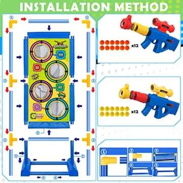 Cusocue Moving Shooting Games Toys for 5 6 7 8 9 10 11 12 Year Old Boys Girls, Kids Gun Toy Birthday with 2 Blaster Guns, 24 Foam Bullet Balls Popper, Moving Standing Shooting Target