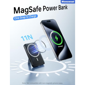 Wowuwoai MagSafe Portable Charger - 10000mAh with Kickstand & Fast Charging