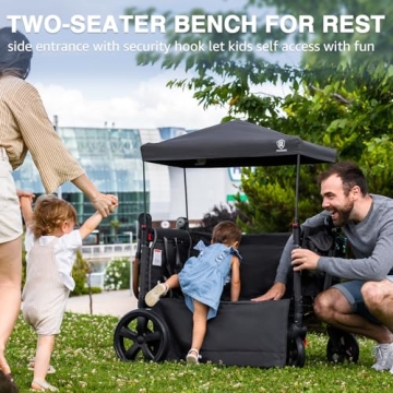 EVER ADVANCED Side-unzip Wagon Stroller for 2 Kids