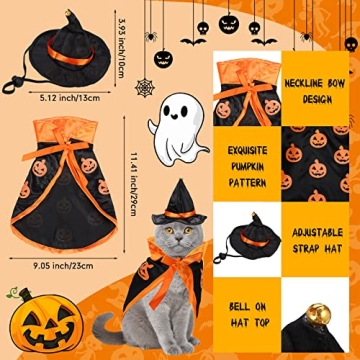 Stylish Halloween Wizard Pet Costume for Kittens and Puppies